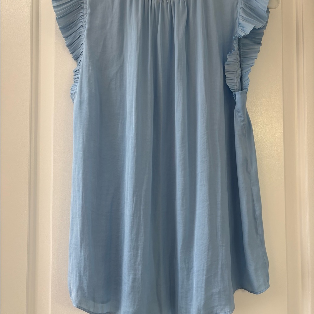 Current Air Blue Pleated Top w/ Ruffled Sleeves (Med) - Picture 4 of 4